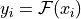 y_i = \mathcal{F}(x_i)